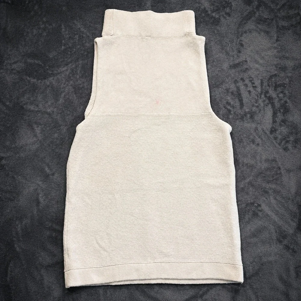 Free People Womens Top Mock Neck Ribbed Knit Sleeveless Shell Ivory Cream XS TP